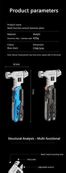 Multifunctional wrench hammer outdoor camping folding nail hammer pliers emergency car combination all-in-one tool hammer