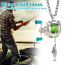 Fishing Enthusiast's Charm, Mini Spinning Reel Necklace, Rotating Handle Keychain, Bag Decor