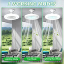 2026 New E27 Ceiling Fan Lamp Remote Control 110V 220V 3 Color Adjustable Modern Home Bedroom Living Room