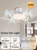 2026 New E27 Ceiling Fan Lamp Remote Control 110V 220V 3 Color Adjustable Modern Home Bedroom Living Room
