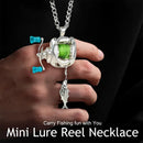 Fishing Enthusiast's Charm, Mini Spinning Reel Necklace, Rotating Handle Keychain, Bag Decor
