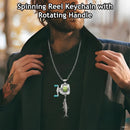 Fishing Enthusiast's Charm, Mini Spinning Reel Necklace, Rotating Handle Keychain, Bag Decor
